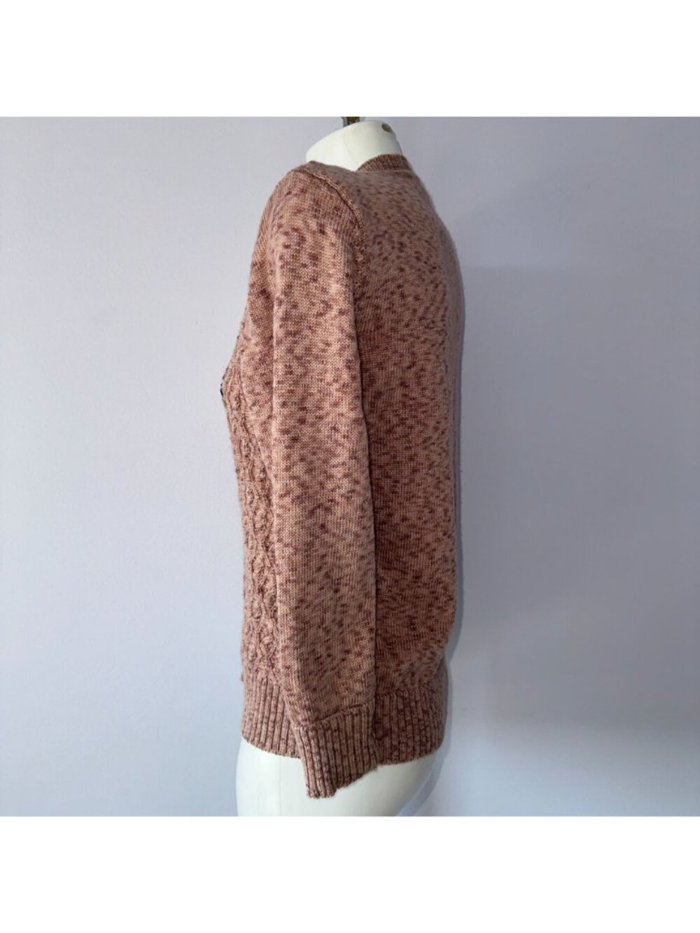 Vintage 90s Brown Floral Beaded Sweater Cottagecore Grandma Chic Knit Cardigan L - Picture 4 of 7